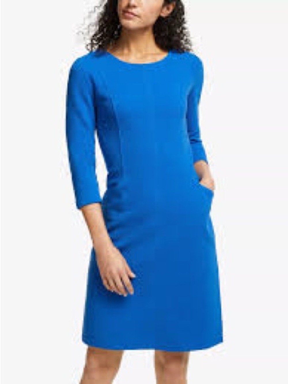 Boden Ellen Ottoman Bold Blue Long-Sleeve Shift Dress